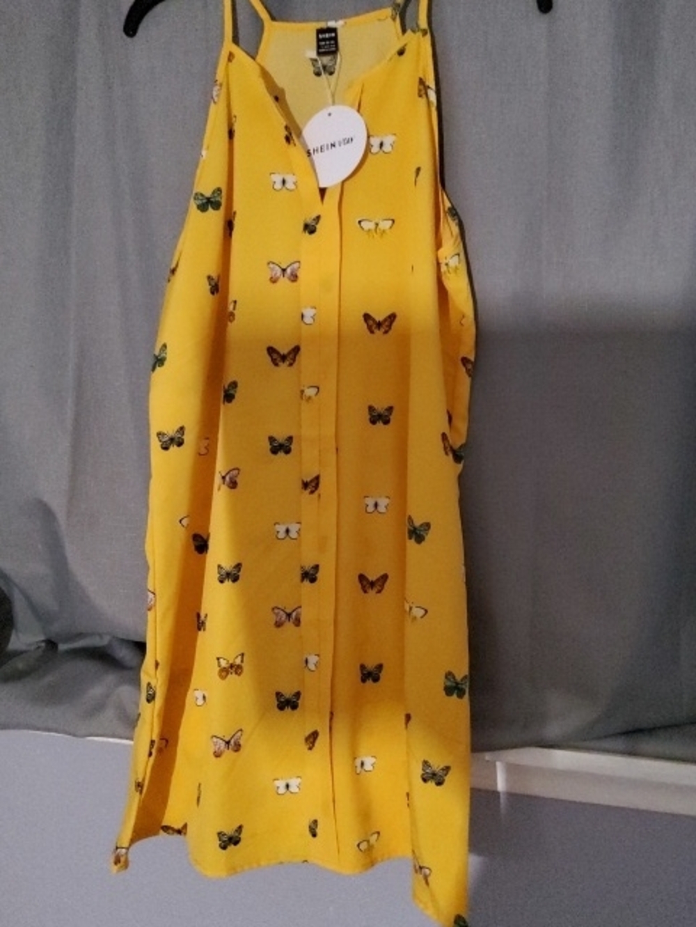 SHEIN Yellow Butterfly Slip Dress Sundress